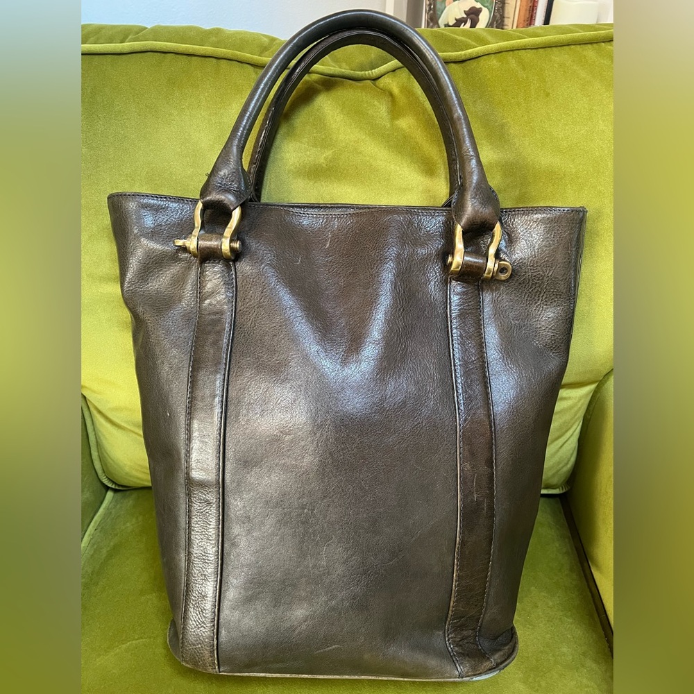 Arianne Tunney large leather tote brass hardware beautiful thick leather